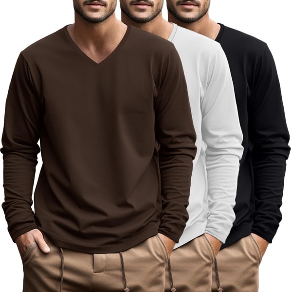 Ficerd 3 Pack Men's Big and Tall Shirts Cotton V
