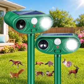 2026 Sonic Fortress Pro Deer Repellent Devices, Racoon Repellent Outdoor Squirrel Fortress Pro Animal Repeller Cat Deterrent with Motion Sensor& Light to Scare Skunk Bear Rabbit for Garden Yard(2)