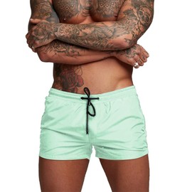 Donason Men's Quick-Drying Swimming Shorts for Men, Sports Shorts, Running Shorts, Men's Sports Shorts, Swimming Shorts with Mesh Lining and Zip Pockets, cyan