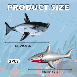 Giant Inflatable Shark Pool Toys 2-Pack - 80cm Realistic Shark Pool Floats & Crocodile Lilo | Fun Kids Inflatable Pool Toys for Swimming, Beach Parties & Ocean Theme Decor