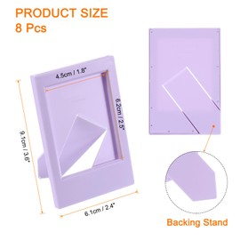 uxcell 8 Pcs Mini Picture Frames 2.4 x 3.6 Inch Rectangle Small Picture Photo Frame Holder for Tabletop Display Photos Paintings Landscape Posters Artwork, Purple