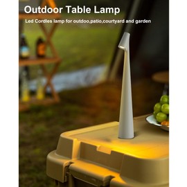 Hebangya Rechargeable CordlessTable Lamp, 3 Level Brightness Portable Lamps Battery Operated LED Desk Lamp Outdoor Small Night Light for Kids Nursery Nightstand Coffee Table/Restaurant (Grey)