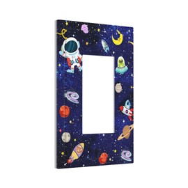 Cartoon Astronaut Galaxy Outer Spcae 1 Gang One Rocker/decorator Outlet Light Switch Wall Plate Cover Faceplate Decorative Switchplate Decorator Outlet Cover