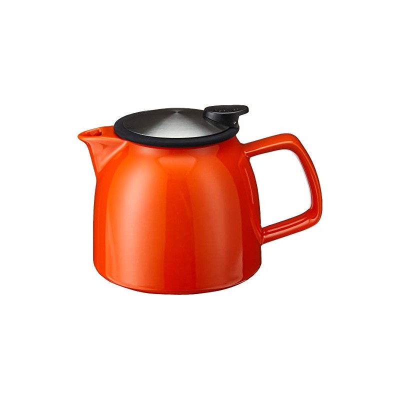 FORLIFE Bell Ceramic Teapot with Basket Infuser, 26-Ounce/770ml, Carrot