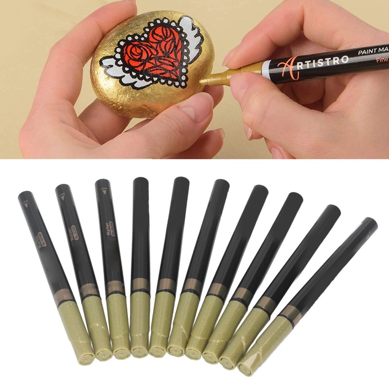 10pcs Metallic Marker Water Based Ink Round Tip Strong Covering