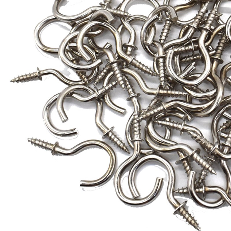 50Pcs 7/8 Inches Brass Plated Ceiling Hooks Cups Screw Hooks