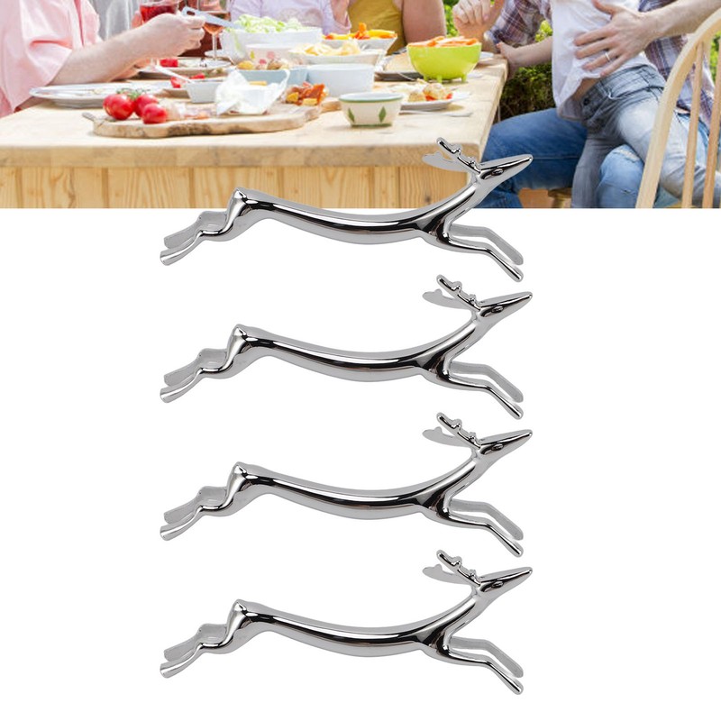 4PCS Cutlery Rest Silver Chopstick Stand Electroplated Polished Zinc Alloy