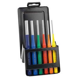 Rennsteig 'Exclusive' 425 530 6 RC Pin Punch Set / 3 - 10 mm / Set of 6 / Chrome-Plated and Colour Powder-Coated / Includes Metal Case
