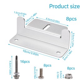 8 Pcs Solar Panel Mounting Bracket Holder, 100mm Roof Solar Panel Z Brackets, Aluminum Alloy Solar Z Brackets with Screw and Nuts, Anti-Corrosion, for RV Boat Caravans Yacht Wall Solar Panel