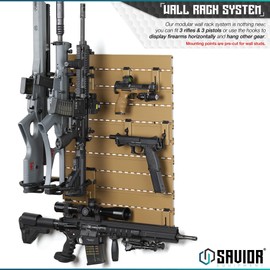 Savior Equipment Wall Rack System Heavy-Duty Steel Tactical Rifle Carbine Shotgun Handgun Storage Wall Mount, Modular Firearms Gun Wall Gear Accessories Organizer, Holds up to 6 Rifles & 6 Pistols