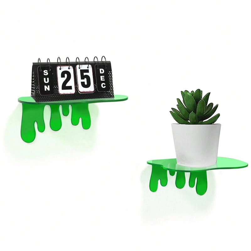 2-Pack Acrylic 7-Inch Floating Wall Shelves-Modern Design Multifunction Storage &