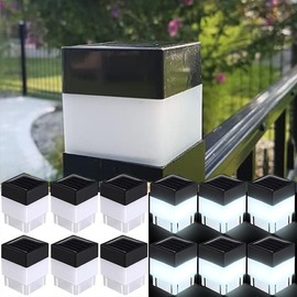 OUYANGL Solar LED Fence Post Cap for Wrought Iron and Aluminum or Garden, Solar Fence Lights White Light, for Garden, Yard, Pathway 2In X 2In (5cm X 5cm) 12PC, SN-2019