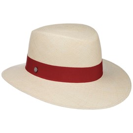 LIERYS Laurena Bright Women's Panama Hat - Hat Made of 100% Panama Straw - Handmade in Ecuador - Women's Hat with Grey Grosgrain Ribbon - Spring/Summer, Natural red, M