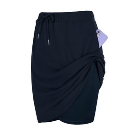 American Trend Tennis Skirt for Women with Pockets Athletic Skort Knee Length Golf High Waist Skirt Drawstring Shorts, Dark Blue, 3X-Large