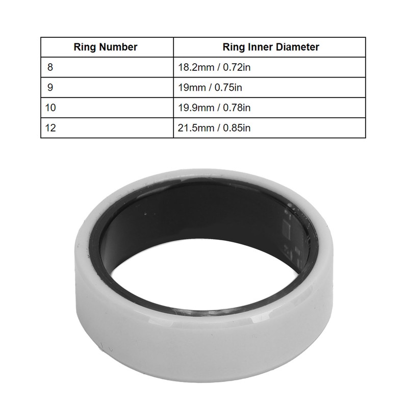Smart Ring White BT IP68 Waterproof Rechargeable Pedometer Sleep Tracking