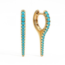 MYEARS Gold Turquoise Huggie Hoop Earrings for Women 14K Gold Plated Hypoallergenic Spike Earrings Minimalist Jewelry Trendy