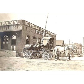 OLYMPIA BREWING LOADING DOCK HORSE DRAWN DELIVERY 5x7 REPRINT