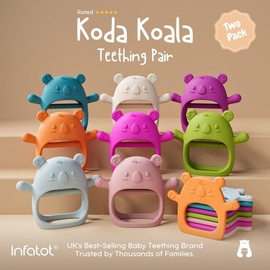 Infatot® Teething Toys for Baby Gifts - 2 Pack Koda Koala Teether Mitten Glove, Baby Essentials for Newborn, Teething Mitten for Babies - Baby Toys 0-6 Months 6+ Hand Teethers - Plum
