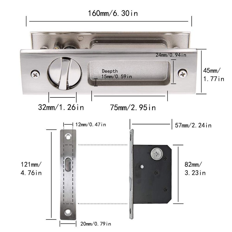 Sliding Door Lock Mortise Lock Pocket Door Lock Handle Invisible