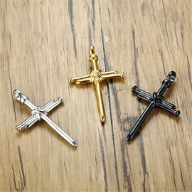 HIJONES Unisex Stainless Steel Punk Silver Cross Pendant Polished with O Chain