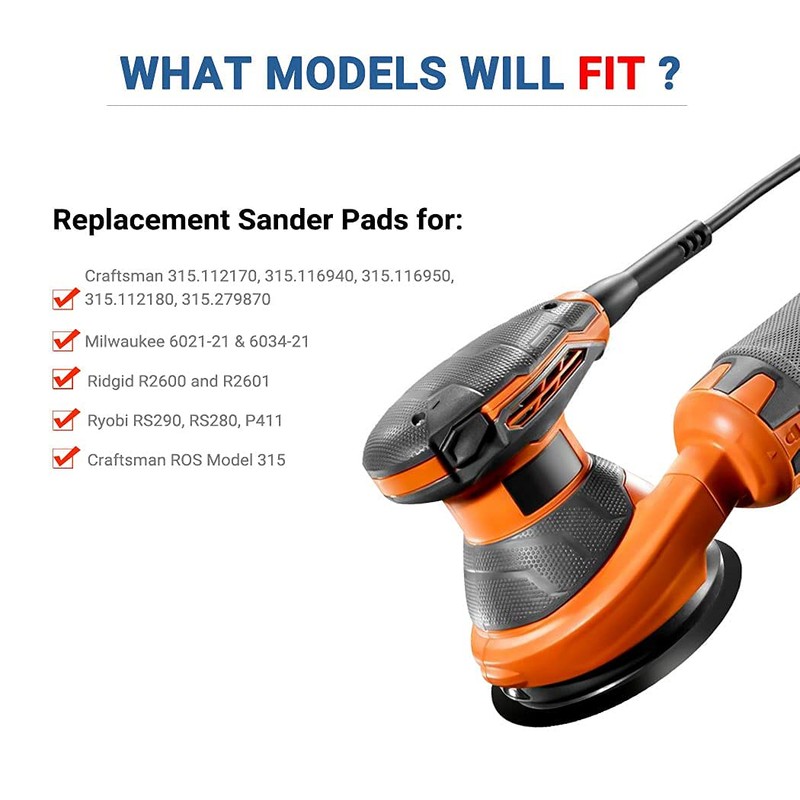 5 Inch Hook and Loop Sanding Pad Replacement, Compatible with