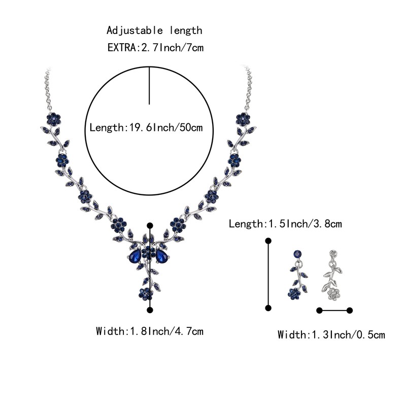 BriLove Women's Wedding Jewellery Set Vine Leaf Cluster Flower Crystal