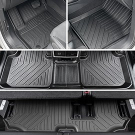 JOULARISE Cargo Mat with Backrest Mats Floor Mats for 2018-2024 Volkswagen Atlas 7 Seats Bench Seats Accessories, All Weather TPE Protectors Cargo Liner Seat Back Covers(Floor Mats+2-in-1 Cargo Mat)