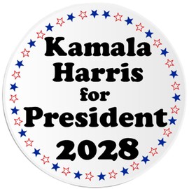 Kamala Harris for President 2028 - Circle Sticker Decal 3 Inch - USA Election Democrat Liberal Vote Support Red White Blue