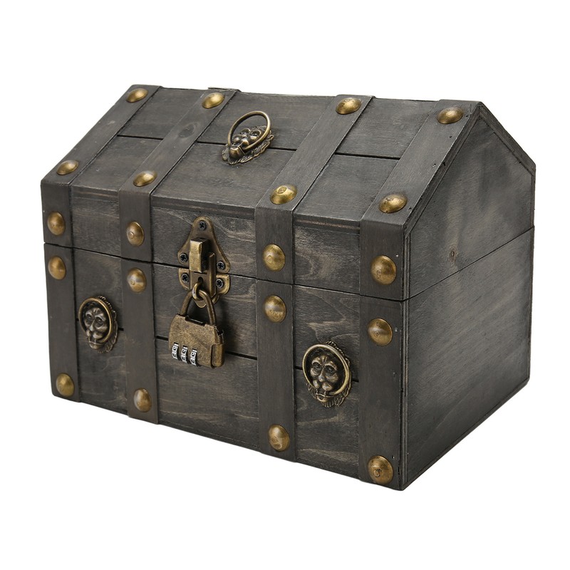 Wooden Treasure Chest Boxes Hand Crafted Vintage Wooden Box with