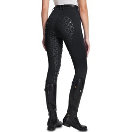 NAMAZU Women's Full Seat Riding Tights Active Silicon Grip Horse Riding Tights Equestrian Black