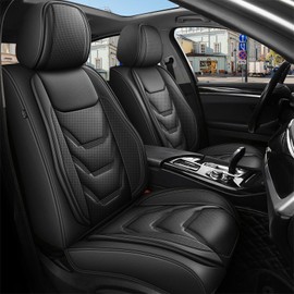 JIAMAOXIN Car Seat Covers Fit for Honda Ridgeline 2006-2014 & 2024-2025: Full Set Seat Covers Leather Breathable Vehicle Cushion Protector (2 Row 5 Seat,Black)