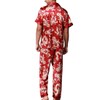 ZUEVI Men's Silk Satin Short Sleeve Pajamas Set Dragon Pattern