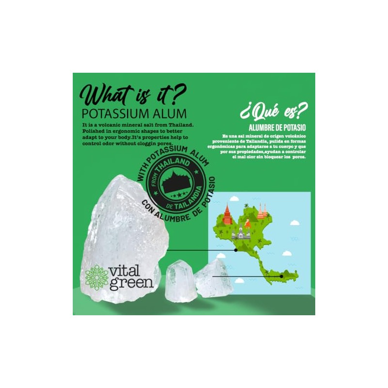 Vital Green Barra Desodorante Multipropósito Cristal Tailandesa, 100g, 1pk