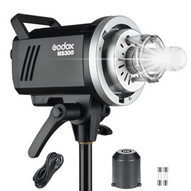 Godox MS300 300W Compact Studio Strobe Flash Light - GN58 0.1-1.3s Recycle Time,2.4G X System,Bowens Mount 150W Modeling Lamp for Photographic Studio Portrait Shooting