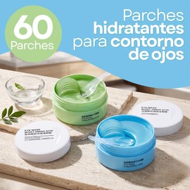 60 Parches Hydrogel Ojos Colágeno Hidratante mejora las ojeras, fatiga ocular, disminuye la hinchazón y suaviza las líneas finas de expresión (Aminoácidos)