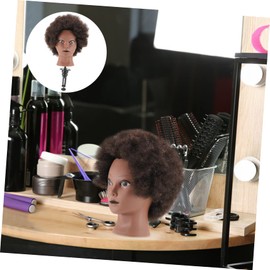 WOONEKY 1pc Real Hair Head Model Hairdressing Training Head Afro Training Mannequin Head Salon Display Model Interesting Mannequin Head Human Hair All True Styling Head
