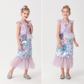 Little Girls Princess Mermaid Costume for Girls Dress Up with Accessory for Christmas Birthday Party Supplies