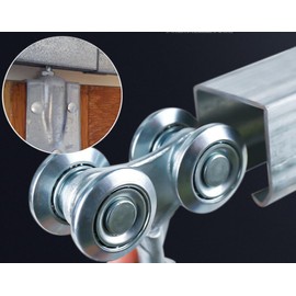 Generic Trolley Assembly, Silent Roller Wheels for 1-3/4"" Wide and 2-1/4"" or Taller Shed Sliding Door, Rail Hanging Track, Electro-Galvanized Zinc Barn Door Hardware Kit, Silver, JHD294