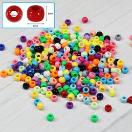 BALABEAD Giant Crayon Bead Box, Pony Beads with Smooth Surface Craft Assortment Colors (6x 9mm/18colors/1800 beads)