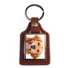 Golden Retriever Dog Pet Brown Leather Square Key Fob And