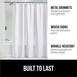 GORILLA GRIP Waffle Shower Curtain, Thick Weighted Fabric, Wrinkle and Rust Resistant, Classic Hotel Quality Design, Heavy Duty Long Curtains for Bathroom Showers, Bath Tubs, Machine Wash, 72x72 White