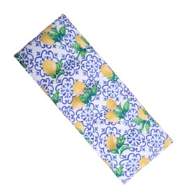 OHS 2 Seater Garden Bench Cushions Lemon Print Bench Pad, Super Soft Comfy Outdoor Furniture Cushions Waterproof Seat Pads For Patio or Dining, Blue/Yellow-110x40cm