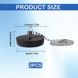2pcs Abflussstopfen,Stöpsel,Stöpsel Badewanne,Stöpsel Für Spülbecken,Bath Plug,Diameter 40mm,Rubber Plugs with 40 cm Stopper Chain,Sink Plug Closure,Fur Bathtub, Kitchen, Bathroom, Sink Plug