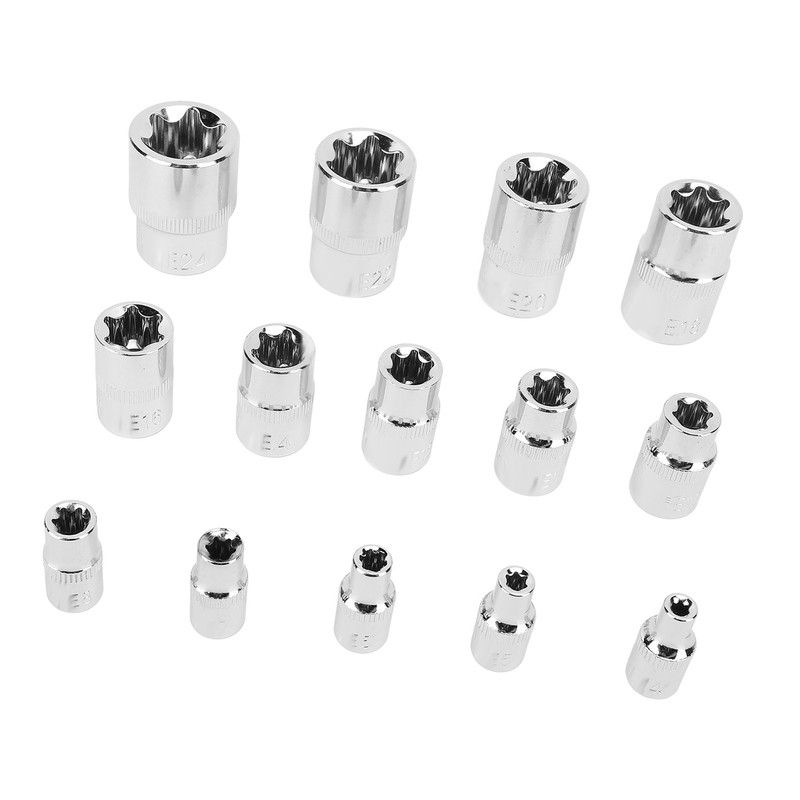 14Pcs E Star Socket Set Chrome Vanadium Steel Portable External