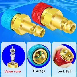 R1234yf to R134a Adapter, 1234yf to 134a Adapter Kit, R1234yf to R134a Conversion Adapters, High/Low Pressure Side R134a Adapter Convert to R1234yf, for Car Air-Conditioning R1234yf System Charging