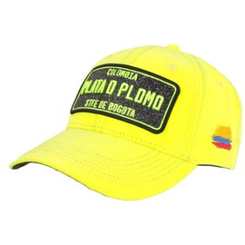 Plata o Plomo Neon Yellow and Rhinestone Black Baseball Cap Unisex, yellow