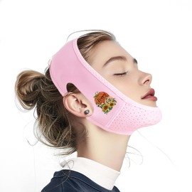 Yuibthr Chin Strap for Sleeping, V Line Lifting Mask, Reusable Face Strap, Jaw Exerciser (Happy Fall Pumpkin-Pink-X)