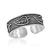AeraVida Nature-Inspired Leaf Pattern Adjustable Band .925 Sterling Silver Toe
