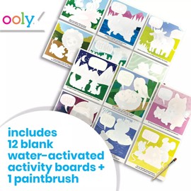 Ooly Water Amaze -Includes 12 Reveal Boards & Brush, Reusable Water Reveal Pads for Kids, Water Coloring Books for Toddlers, Paint with Water Books for Toddlers 1-3 [Baby Animals]