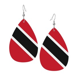 Faux Leather Earrings Tobago Flag Teardrop Dangle Earrings Jewelry For Women